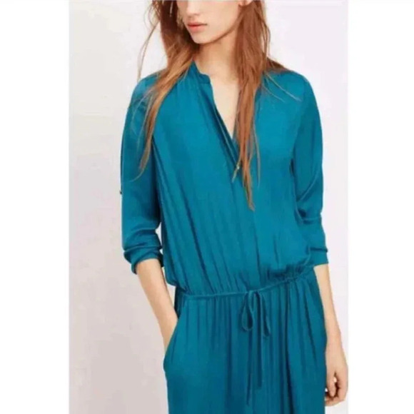 Vince Maxi Shirt Dress in Teal - Picture 2 of 16